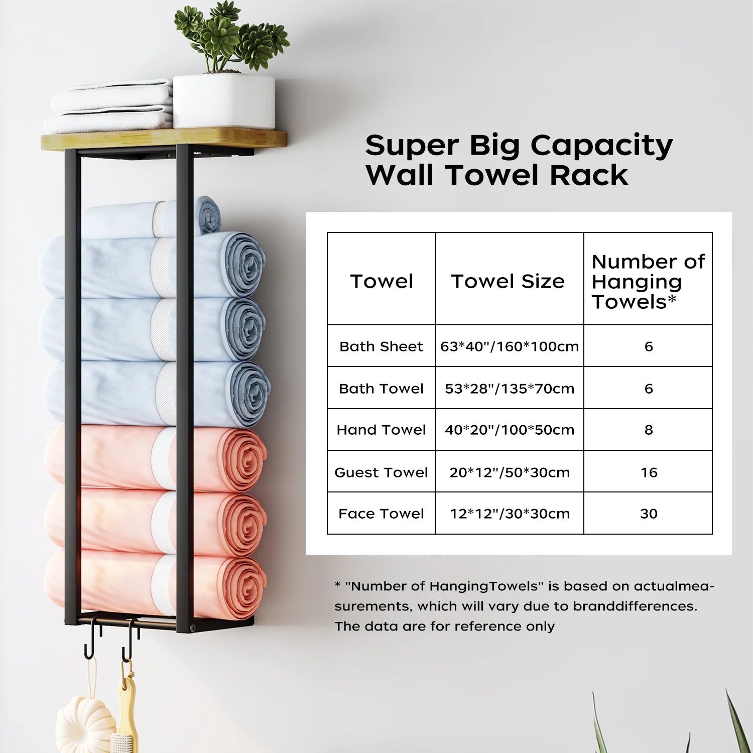 Space-Saving Wood Double Tier Bathroom Wall Mounted Bath Towel Rack Toilet Storage Shelf for Household Use