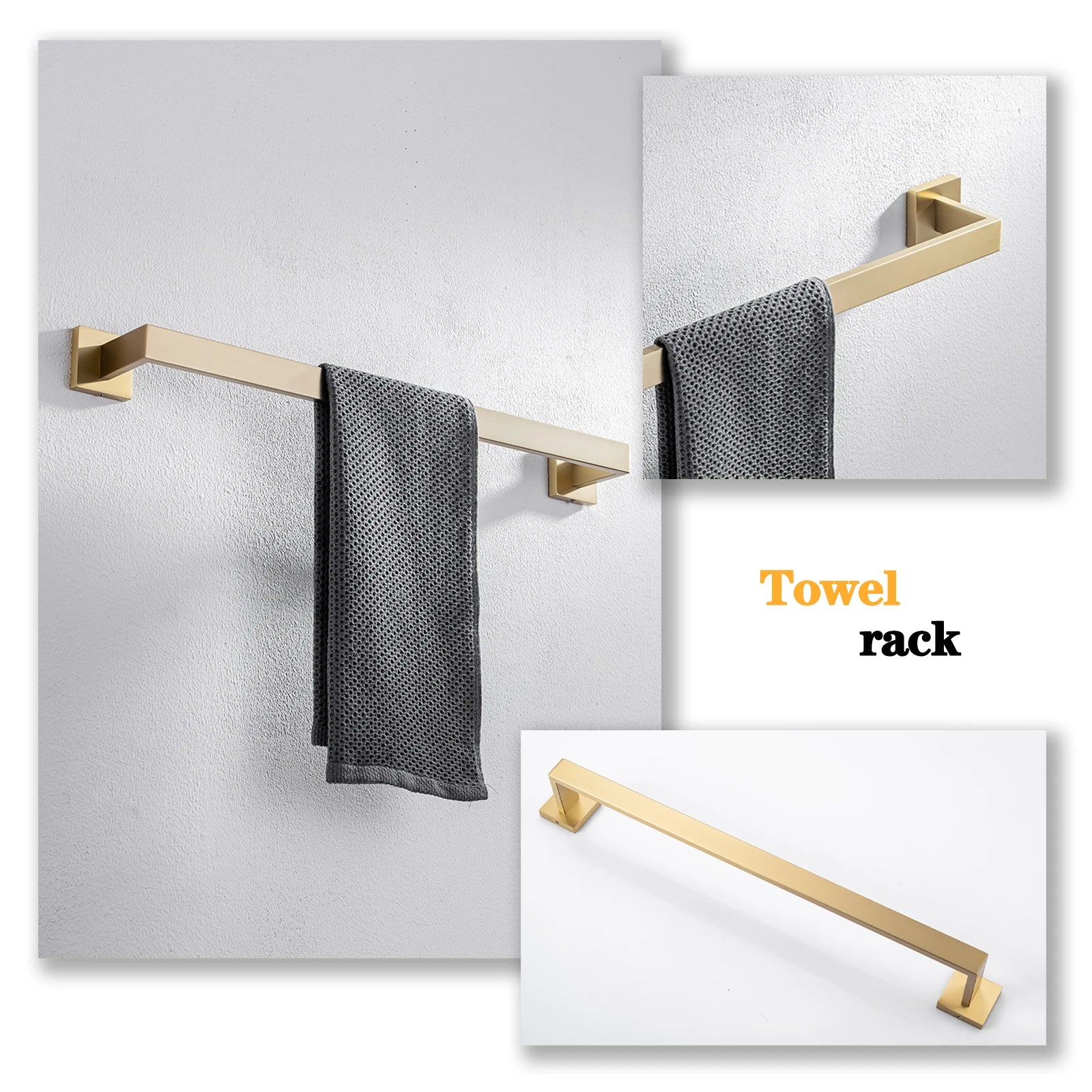 Bathroom Hardware Set Bathroom Accessories Black Robe Hook Towel Rail Bar Rack Bar Shelf Tissue Paper Holder Toothbrush Holder