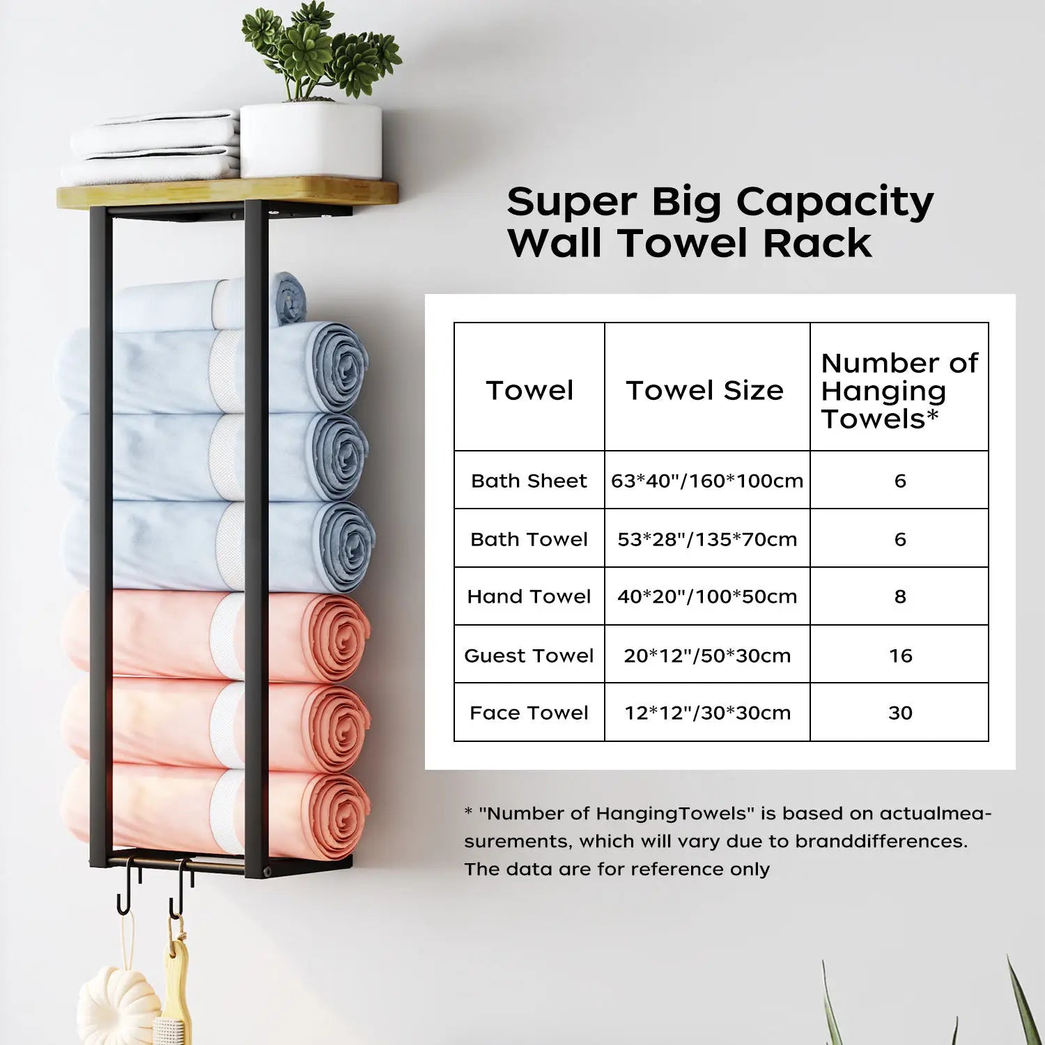 Space-Saving Wood Double Tier Bathroom Wall Mounted Bath Towel Rack Toilet Storage Shelf for Household Use