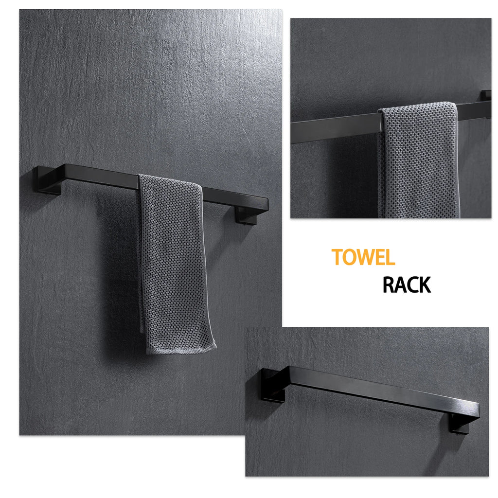 Bathroom Hardware Set Bathroom Accessories Black Robe Hook Towel Rail Bar Rack Bar Shelf Tissue Paper Holder Toothbrush Holder