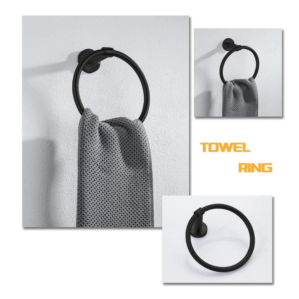 Bathroom Hardware Set Bathroom Accessories Black Robe Hook Towel Rail Bar Rack Bar Shelf Tissue Paper Holder Toothbrush Holder