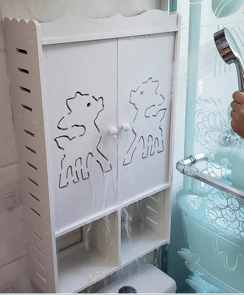 Bathroom Shelving Wood Wall Hanging Storage Rack Cabinet Corner Rack Plastic Elegant Modern Home Furniture Organization Holders