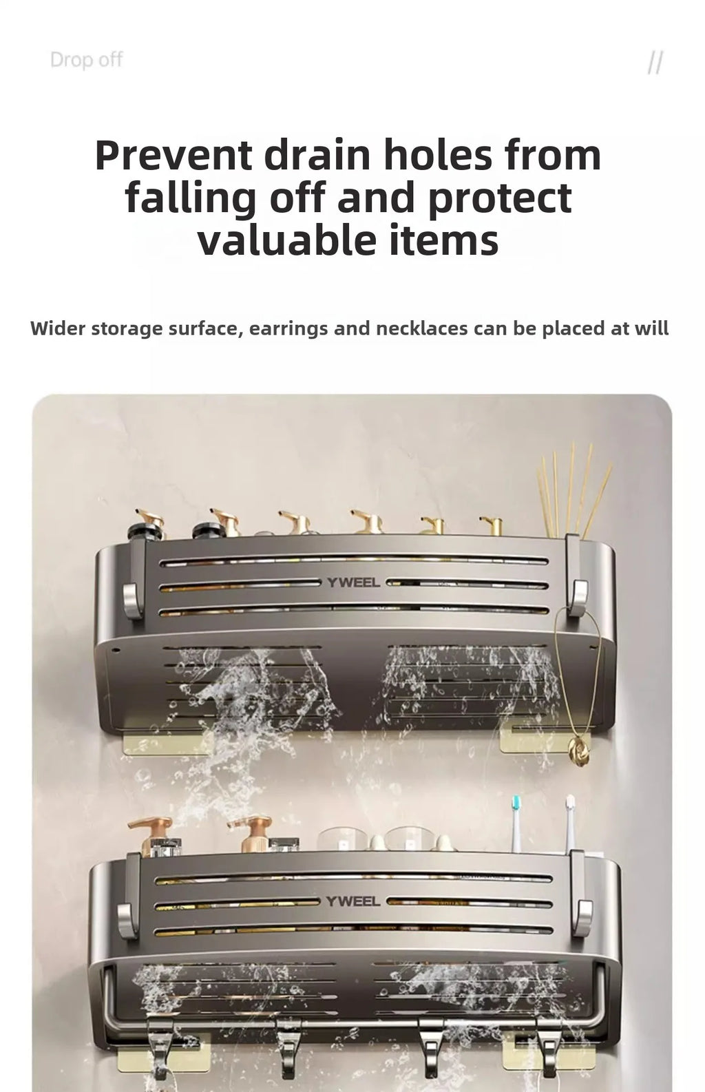 Bathroom storage shelf Bathroom toilet washstand Hand washing bathroom shower gel Wall storage shelf free of holes