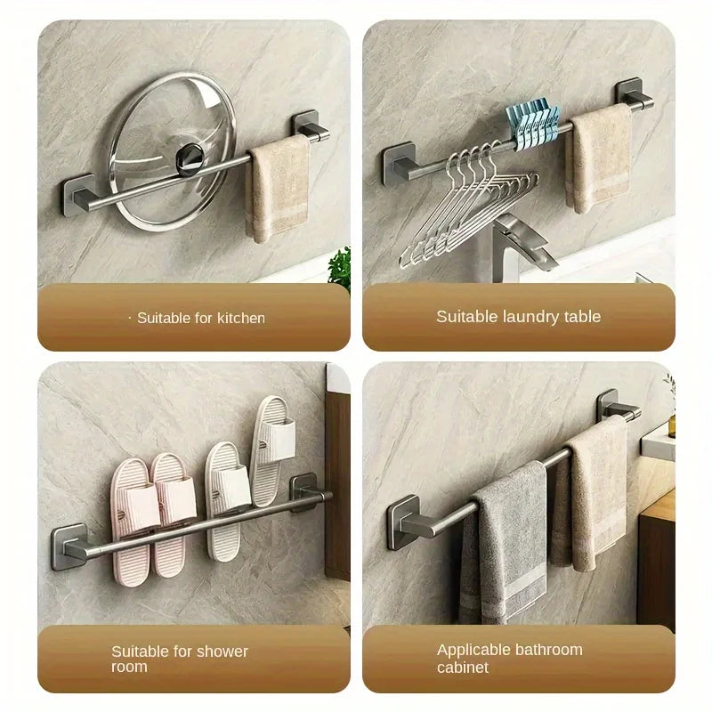 1 Piece Of Bathroom Facilities White Non-Perforated Wall-Mounted Bathroom Towel Bar Size 40-60cm Storage Rack Towel Rack