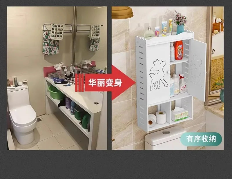 Bathroom Shelving Wood Wall Hanging Storage Rack Cabinet Corner Rack Plastic Elegant Modern Home Furniture Organization Holders