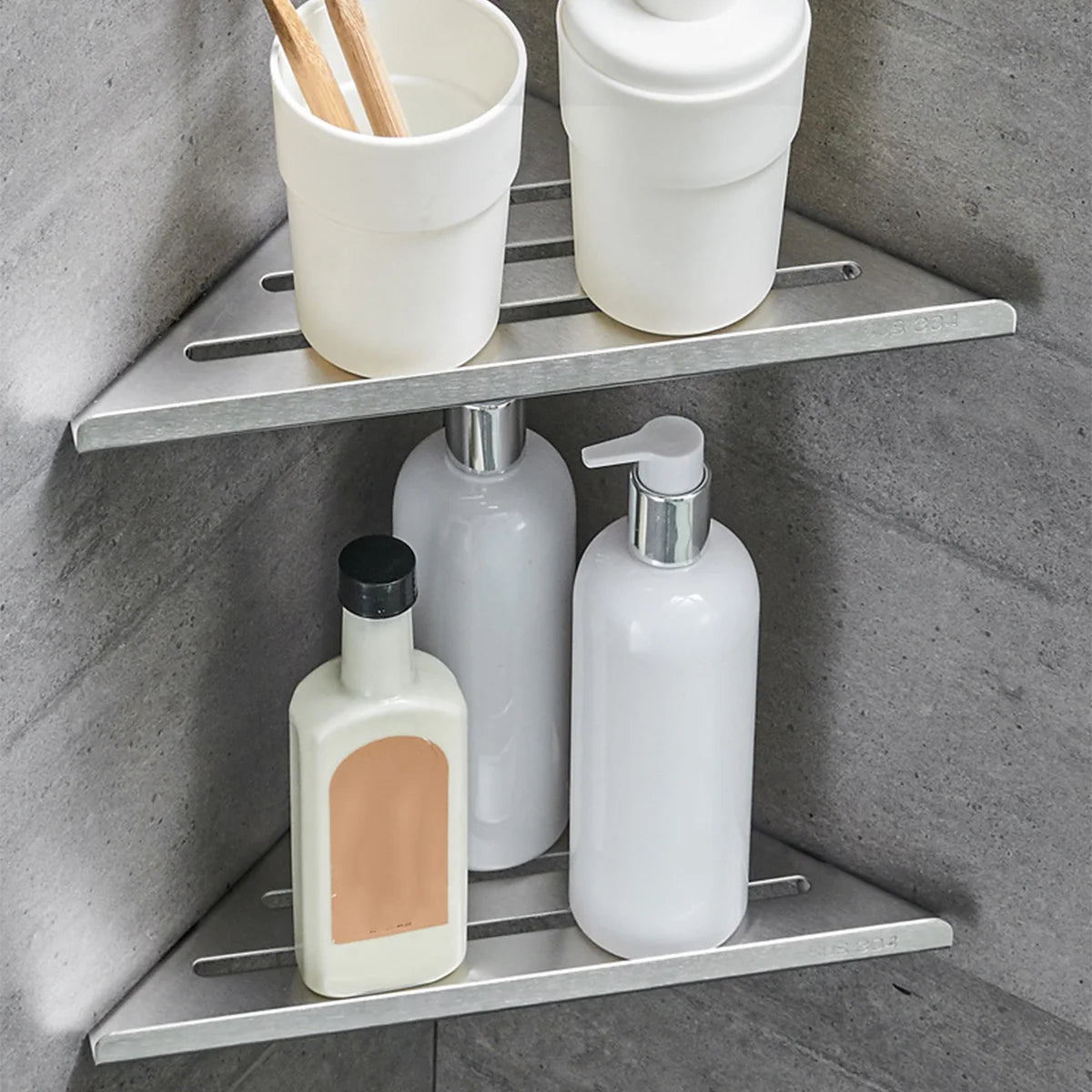 Bathroom Shelf Corner Shower Shelf No Drilling 304 Stainless Steel Corner Organizer Storage Heavy-Duty Hollow Shampoo Rack