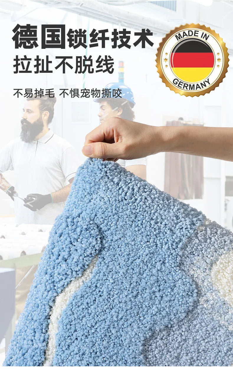 Bathroom Mat, Absorbent Anti Slip, Dirt Resistant Door Mat for Bathroom Entrance,Foot Mat, Flocking, Wave Shaped,Home Decoration