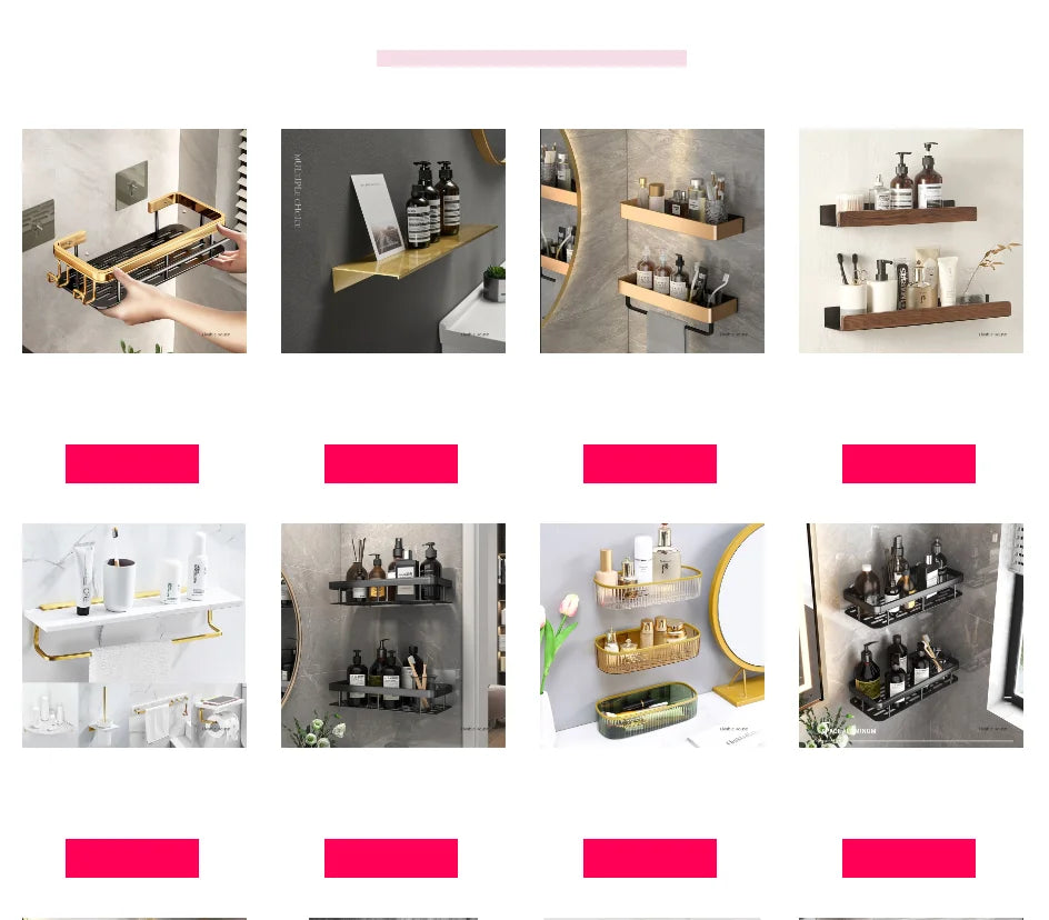 Bathroom White Shelf Rack Wall-mounted Washbasin No-punch Washroom Wall Mounted Cosmetic Storage Transparent Shelf Organiser