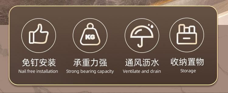 Bathroom White Shelf Rack Wall-mounted Washbasin No-punch Washroom Wall Mounted Cosmetic Storage Transparent Shelf Organiser