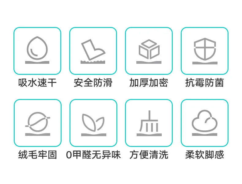 Bathroom Mat, Absorbent Anti Slip, Dirt Resistant Door Mat for Bathroom Entrance,Foot Mat, Flocking, Wave Shaped,Home Decoration