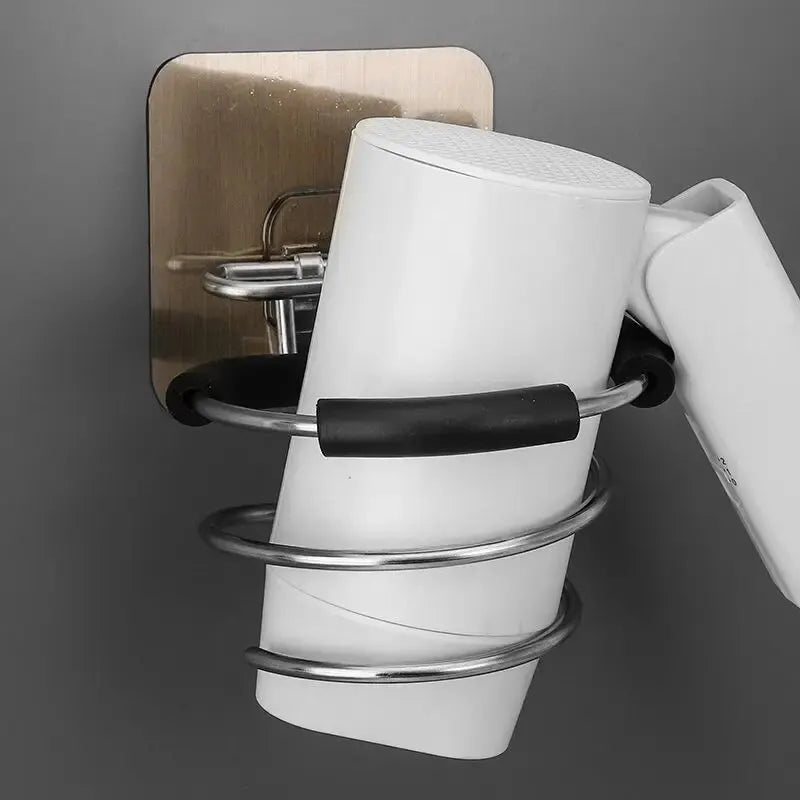 Bathroom Hair Dryer Holder Free Punching Hair Care Tools Holder Adhesive Wall Mount Barber Salon Tools