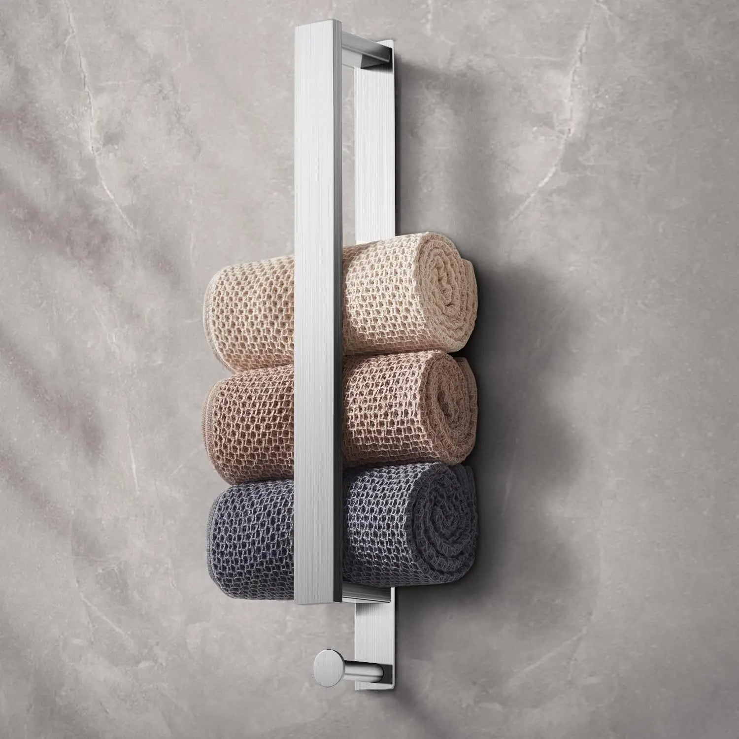 40cm Self Adhesive Towel Rack With Hooks Stainless Steel Towel Holder Wall Mounted No Drilling Bathroom Kitchen Accessories