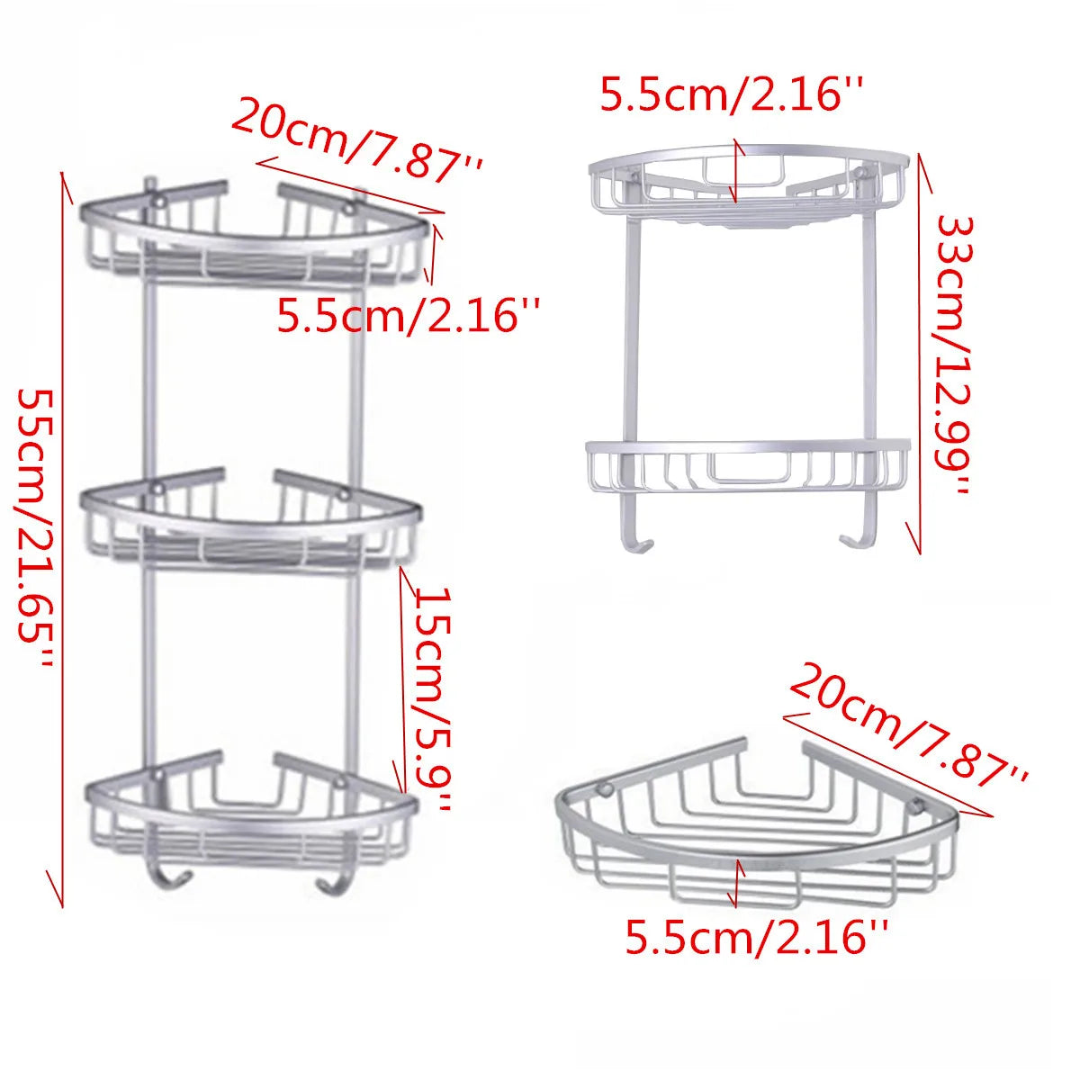 Bathroom Shelves Aluminum Shower Triangular Rack Storage Corner Shelf For Shampoo Soap Cosmetic Basket Holder 2/3 Layer
