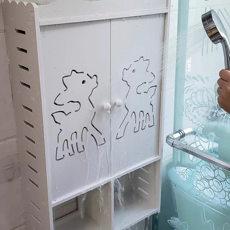 Bathroom Shelving Wood Wall Hanging Storage Rack Cabinet Corner Rack Plastic Elegant Modern Home Furniture Organization Holders