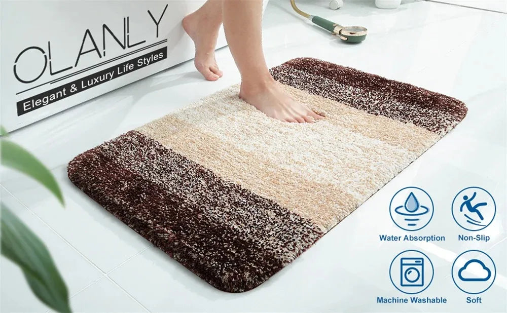 Home bathroom, thickened bathroom floor mat, bathtub absorbent mat, plush material, non-slip mat, entrance mat, bathroom.