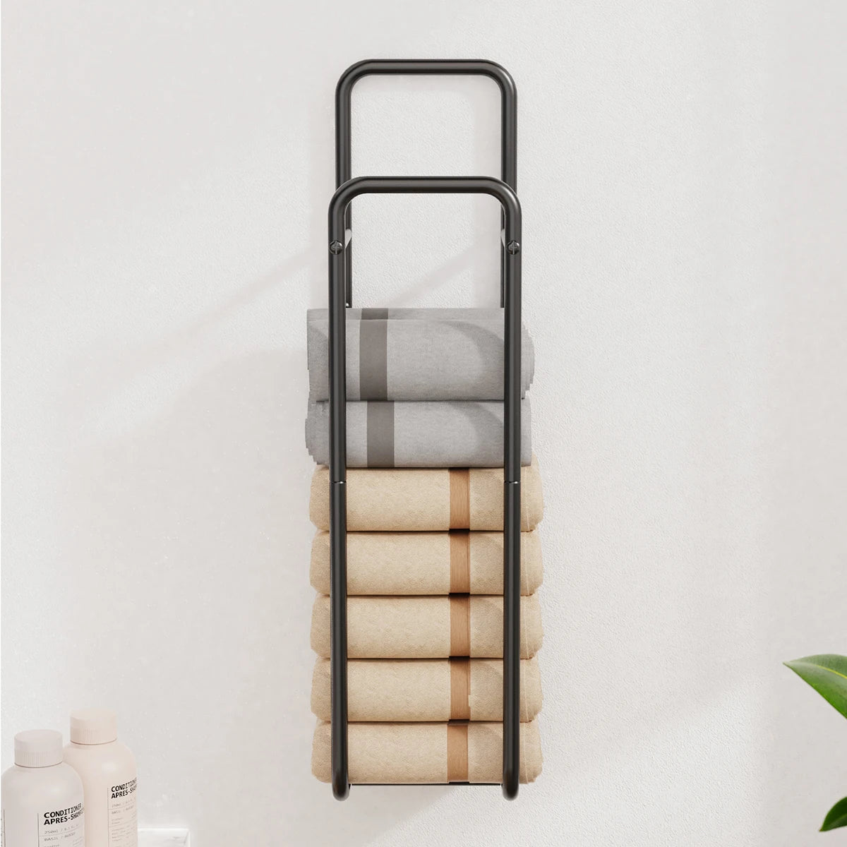 1 Pc Towel Rack, Wall-Mounted Ironwork Double-Pole Bathroom Storage Rack, Vertical Bath Towel Hanging Rack