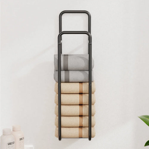 1 Pc Towel Rack, Wall-Mounted Ironwork Double-Pole Bathroom Storage Rack, Vertical Bath Towel Hanging Rack