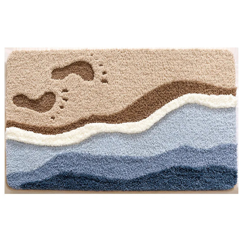 Bathroom Mat, Absorbent Anti Slip, Dirt Resistant Door Mat for Bathroom Entrance,Foot Mat, Flocking, Wave Shaped,Home Decoration